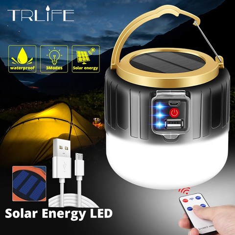 Newest 280W Camping Light Solar Outdoor USB Charging 3 Mode tent Lamp Portable Lantern Night Emergency bulb Flashlight for Camp ► Photo 1/6