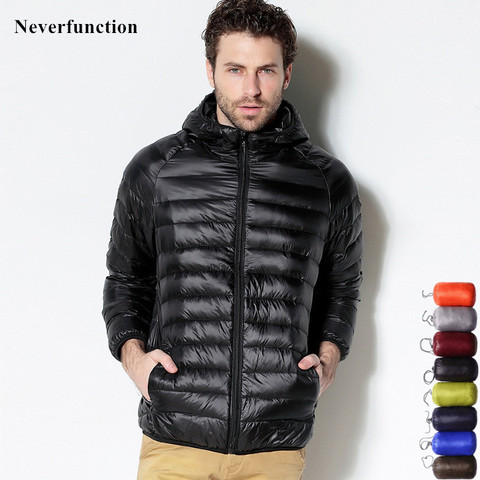 7 color Ultralight Men's Portable Hooded White Duck Down Jacket Windbreaker Feather Parka 2022 new Winter Warm Coat Outwear 6XL ► Photo 1/6