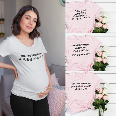 The One Where I'm Pregnant Shirt Baby Announcement T-shirt for Pregnancy Shirt Clothing Plus-Size Short Sleeve Pregnant Women ► Photo 1/6