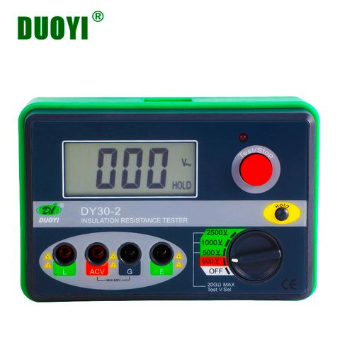 DUOYI DY30-2 Digital Insulation Resistance Tester 20G Ohm 500V 1000V 2500V Earth Ground Resistance Meter Megohmmeter Voltmeter ► Photo 1/6