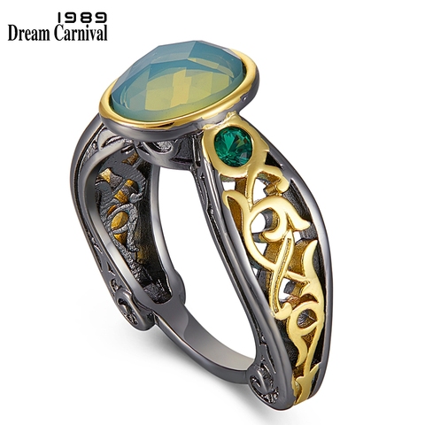 DreamCarnival1989 Oval Green Zirconia Rings for Women Solitaire Wedding Ring Craft Band Vintage Wedding Jewelry Hot Pick WA11792 ► Photo 1/6