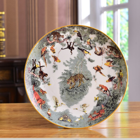 Luxury Decorative Forest Animals Plates Porcelain Serving Dinner Plate Fruit Tray Personalized Ceramic Dish Kitchen Decor Gifts ► Photo 1/6