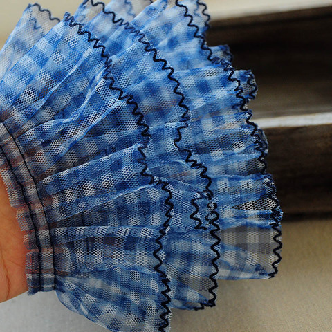1M Pleated Guipure Tulle Plaid Lace Trim 7cm Ribbon Lace Fabric Supplies Lace Fabric For Wedding Dress Sewing Crafts encajes Q03 ► Photo 1/5