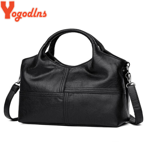 Yogodlns PU Leather Bag for Women Simple Stripe Style Female Shoulder Crossbody Bags High Quality Retro big casual Purse ► Photo 1/6