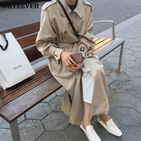 British Double Breasted Oversized Long Trench Coat Women Windbreaker Fashion Female Turn-down Collar Long Overcoats Winter 2022 ► Photo 1/6