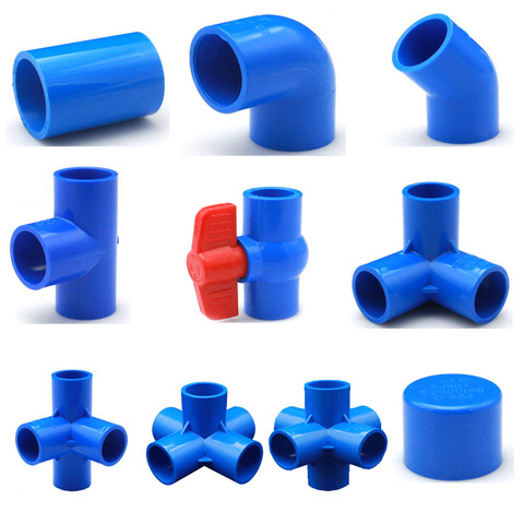 PVC Pipe Fittings Blue Union End Cap Ball Valve Elbow Tee 5 6 Way Water Supply Connector Plastic Joint  Irrigation Water Parts ► Photo 1/5