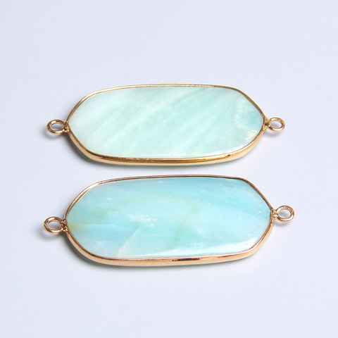 2pcs Natural blue amazonite stone pendants connector charm necklace bracelet earring connector Accessories blue stone pendants ► Photo 1/6