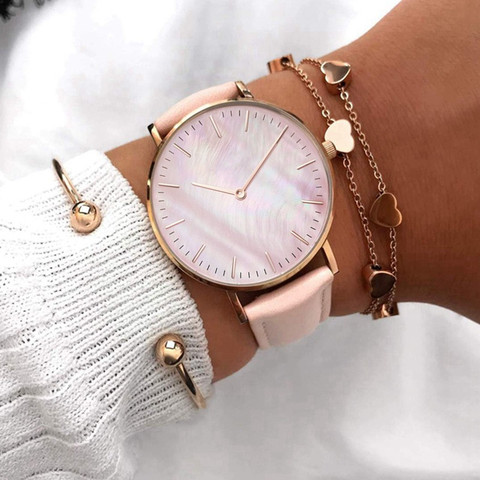 2022 Women Watches Top Brand Luxury Quartz Watch Leather Strap Fashion Wristwatch For Women Clock Ladies Hodinky Reloj Mujer ► Photo 1/6