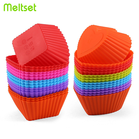 12Pcs/lot Silicone Cake Mold Round Square Muffin Cupcake Baking Mold Nonstick Reusable Silicon Muffin Cake Baking Mould Bakeware ► Photo 1/6