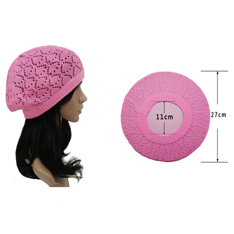 Spring Summer Autumn Women's Beanies Knit Beret Cap Solid Boina de Ganchillo 8 Color ► Photo 1/5