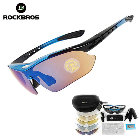 ROCKBROS Polarized Cycling Glasses Outdoor Sports Bicycle Sunglasses Mountain Bike Goggles Eyewear Myopia Frame 5 Lenses Light ► Photo 1/6