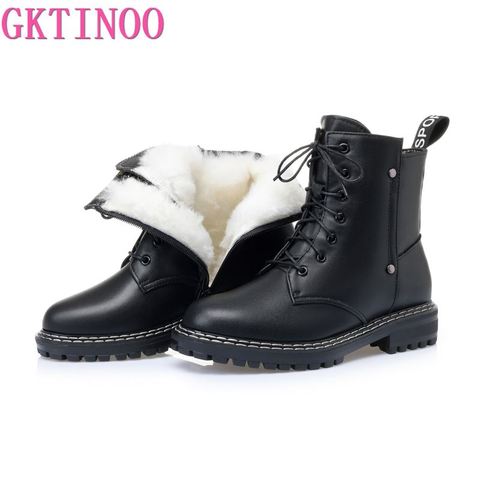 GKTINOO Women's Winter Boots 2022 New Genuine Leather Shoes Ladies Short Boots Wool Warm Non-slip Mid Heels Women's Ankle Boots ► Photo 1/6