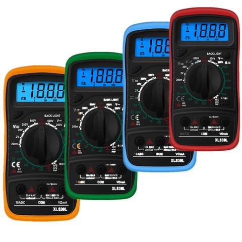 XL830L Handheld Digital Multimeter LCD Backlight Portable AC/DC Ammeter Voltmeter Ohm Voltage Tester Meter Multimetro ► Photo 1/5