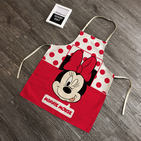 Disney Mickey Mouse Cartoon Apron Daisy Donald duck Minnie Cute Cotton and Linen Aprons for Woman  Kitchen Tools Apron for Kids ► Photo 1/5