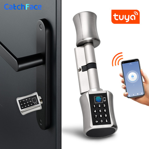 Bluetooth Fingerprint Cylinder Lock Tuya APP Biometric Electronic Smart  Door Lock Digital Keypad Code Keyless Lock Home/Apartme ► Photo 1/6