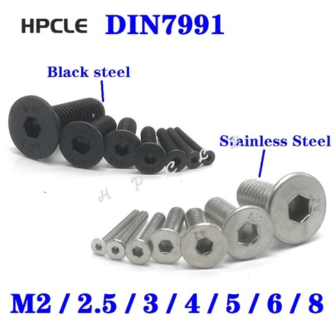 50 /10pcs M2 M2.5 M3 M4 M5 M6 M8 DIN7991 Stainless Steel 304 Black Grade 10.9 Hexagon Hex Socket Flat Head Countersunk Screw ► Photo 1/6