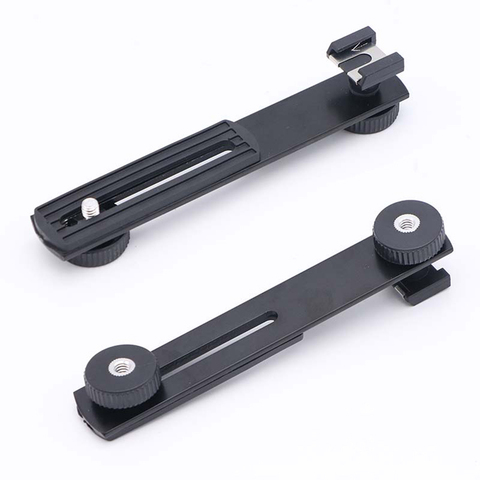 1PC Dual Camera Mount Flash Bracket Extension Bar Straight Flash Bracket Mount Bracket for DSLR Camera LED Light Microphone ► Photo 1/1