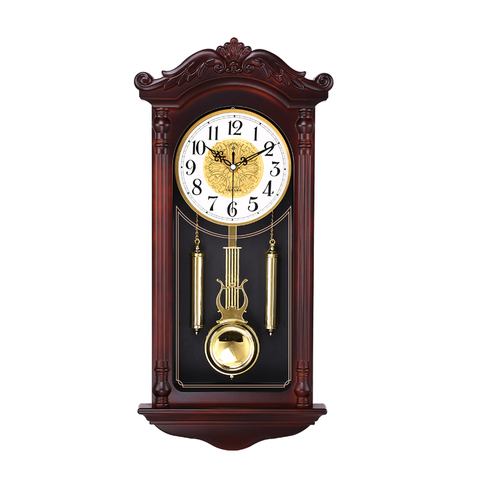 Creative Chinese Wall Clock Retro Living Room Silent Pendulum Swing Clocks Imitation Wood Quartz Clock Duvar Saati Gift FZ693 ► Photo 1/6
