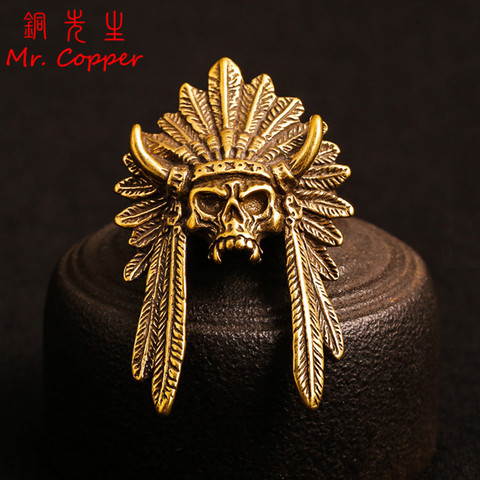 North America Indian Skull Head Rivet Connector Decoration Button Retro Brass DIY Leather Blet Wallet Garment Buckles with Screw ► Photo 1/6