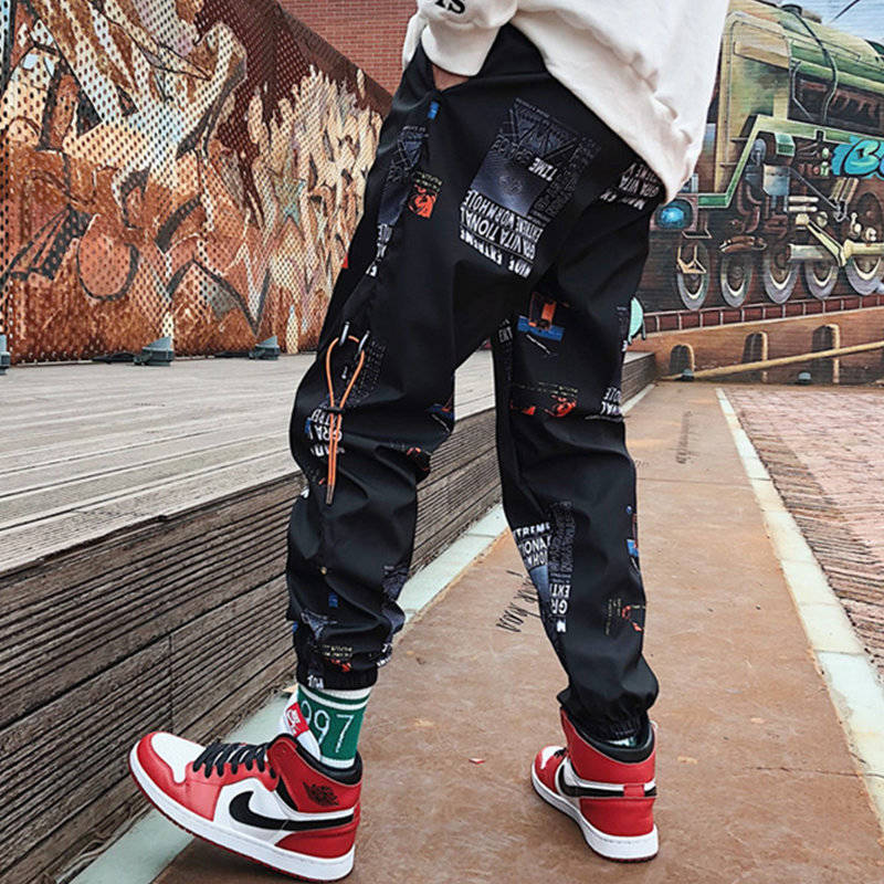Hip hop Pants Men Loose Joggers Pants with Print Streetwear Harem