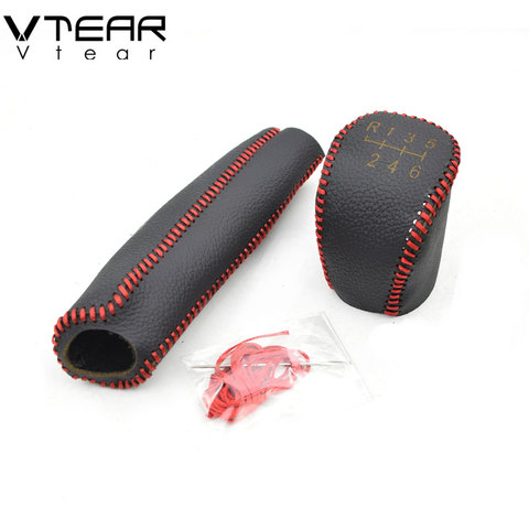 Vtear For Nissan Qashqai j10 j11 Gear Shift Collars Handbrake Grips gear head cover Interior leather car-Styling accessories ► Photo 1/6