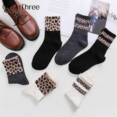 Spring Winter Women Retro Fashion Cotton High Street Popular Leopard Stripe Socks Harajuku Cool Hipster Cozy Chaussette ► Photo 1/6