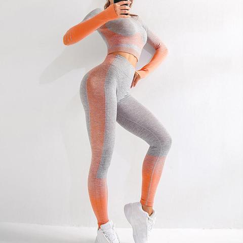 LANTECH Women Yoga Sets Gym Fitness Athletic Sports Suits Set Pants Leggings Sportswear Leggings Seamless Sports Shirts ► Photo 1/6