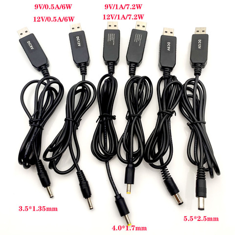 USB power boost line DC 5V to DC 9V / 12V Step UP Module USB Converter Adapter Cable 3.5*1.35mm 4.0*1.7mm 5.5*2.1mm Plug ► Photo 1/6
