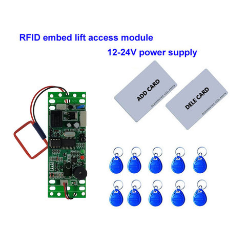 RFID Embed Control module,intercom access ,Elevator access control 9-24V DC power 2pcs mother card 10pcs em key fob ► Photo 1/6