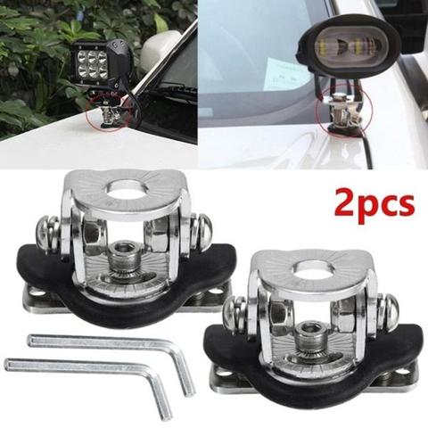 2 Pcs/Set Stainless Steel  Car hood headlight bracket Pillar Hood Mount Rotatable Bracket  Headlight holder support accessories ► Photo 1/6