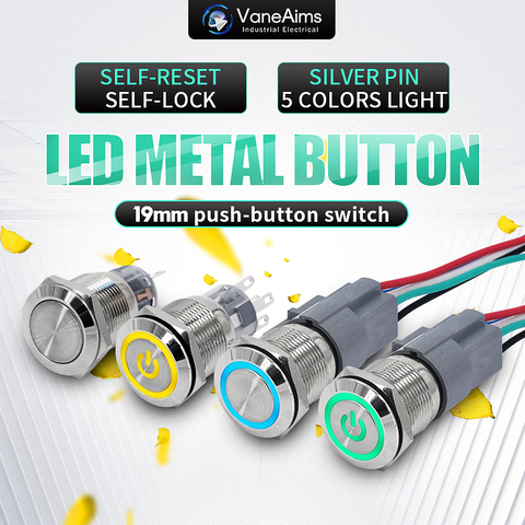 Metal small button 19mm latching power switch Momentary button t 3-6V/12V/24V/220V jog switch  DIY Computer/car modification ► Photo 1/1