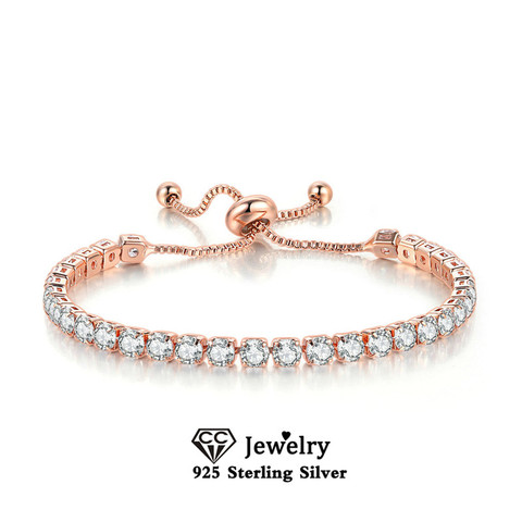 CC Bracelets For Women Adjustable 4mm Cubic Zirconia Round Bracelet Bridal Wedding Classic Fine Jewelry Drop Shipping B046 ► Photo 1/6