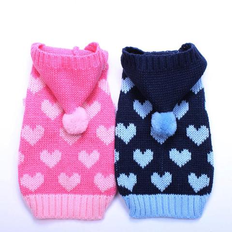 Cat  Dog Sweater Hoodie Hearts JumperPet Puppy Coat Jacket Warm Clothes for Dogs Cats Small Medium ► Photo 1/6