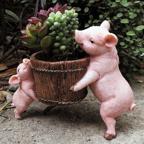 Fairy Garden Resin Animal Miniature Figurines Pig Statue Adornment Outdoor Garden Decoration Desk Decorations Courtyard Crafts ► Photo 1/5