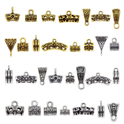 Julie Wang 30PCS Bail Beads Charms Mixed Tube Spacer Bead With Loop Barrel European Bracelet Pendant Jewelry Making Accessory ► Photo 1/6