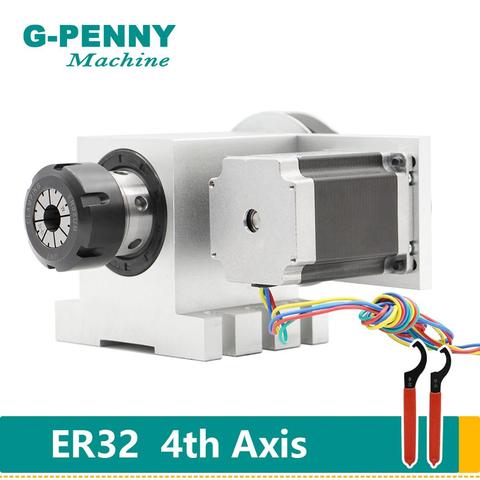 ER32 Chunk CNC 4th Axis CNC dividing head/Rotation Axis/A axis kit for Mini CNC router/engraver woodworking engraving machine ► Photo 1/6