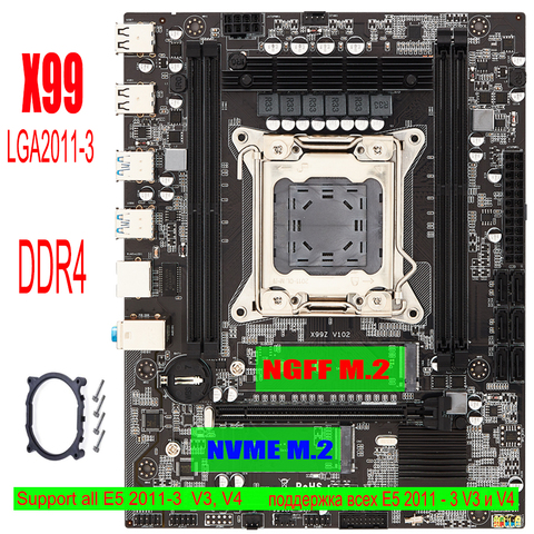 QIYIDA X99 Desktop motherboard LGA 2011-3 LGA2011-3 v3 v4with dual M.2 slot Support four channels x99motherboard TF F8 DDR4 ECC ► Photo 1/6