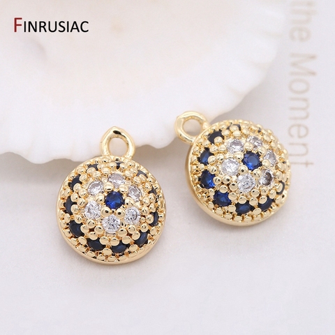 New Exquisite DIY Jewelry Accessories 14k Gold Plated Copper Inlaid Zircon Round Pendant Bracelet Earrings Making Material ► Photo 1/6