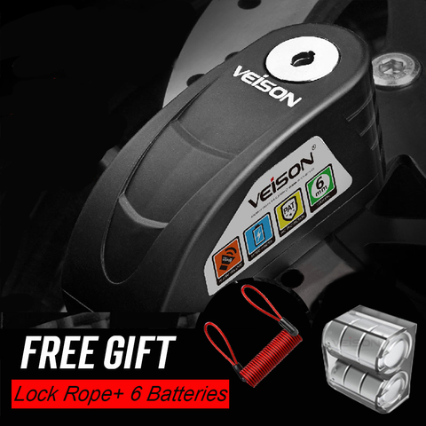 VEISON Motorcycle  Alarm Lock Bike SteelmateWaterproof Disc Lock Warning Security Anti theft Brake Rotor Padlock Alarma Moto ► Photo 1/6