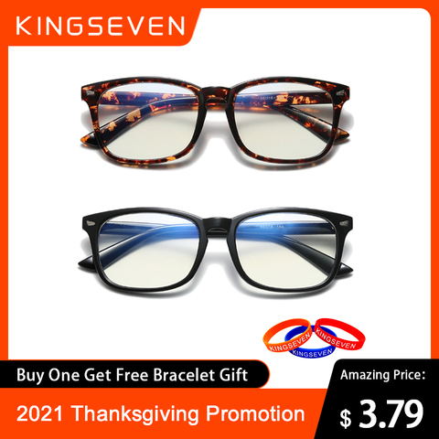 2022 KINGSEVEN Blue Light Blocking Glasses Square Eyeglasses Anti Blue Ray Computer Game Glasses Frame Thanksgiving Activity ► Photo 1/6