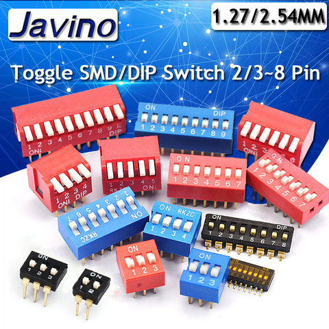 5PCS Slide Type Switch Module 1 2 3 4 5 6 7 8 10PIN /1.27/2.54mm Position Way DIP/SMD Pitch Toggle Switch Blue Snap Switch Dial ► Photo 1/6