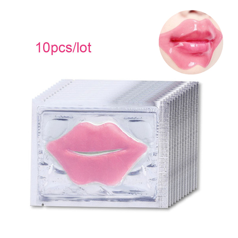 10Pcs Beauty Super Lip Plumper Pink Crystal Collagen Lip Mask Patches Moisture Essence Wrinkle Ance korean Cosmetics Skin Care ► Photo 1/6