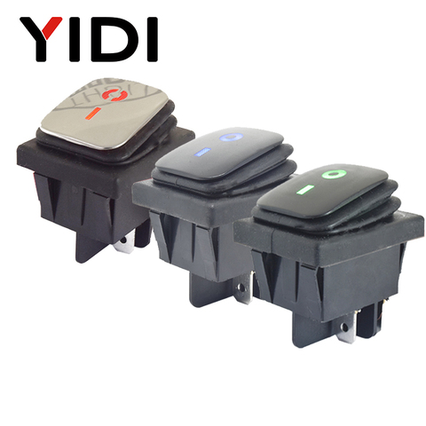 16A 250VAC Heavy Duty KCD4-201 Waterproof Rocker Switch Latching ON OFF 12V 220V Red Green Blue Yellow Light Illuminated ► Photo 1/6