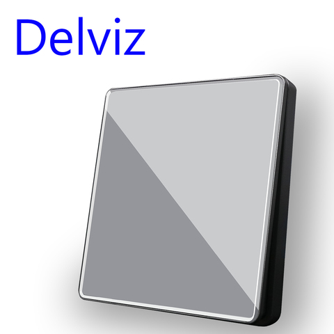 Delviz Crystal glass Switch, 1/2/3/4 Gang 2 Way, Grey panel Cable TV socket, RJ45 Computer Outlet, EU Standard Wall Light Switch ► Photo 1/6