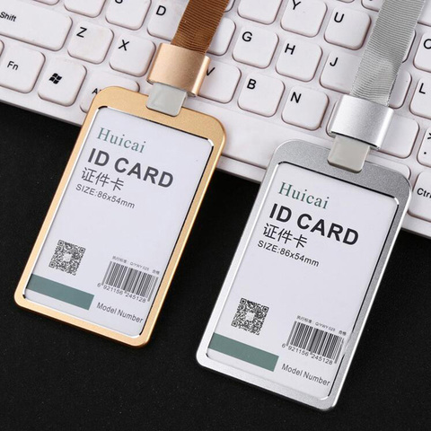 Aluminum Alloy Card Cover Men Women Business Work Name Card ID Badge Lanyard Metal Case Credit Card Holder Bags Protector ► Photo 1/6