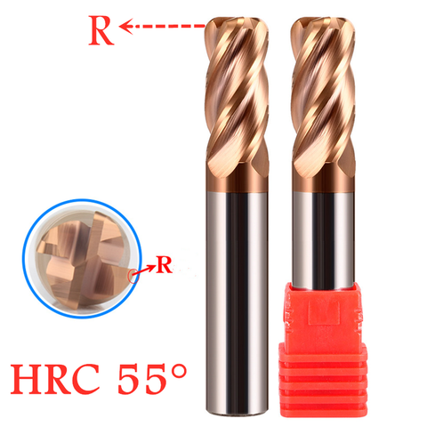 HRC55 HRC60 HRC65 1mm 4mm 6mm-20mmAlloy Coated Tungsten Steel Cutter Tool Round Corner Milling Cutter 4 Flutes CNC Milling tools ► Photo 1/5