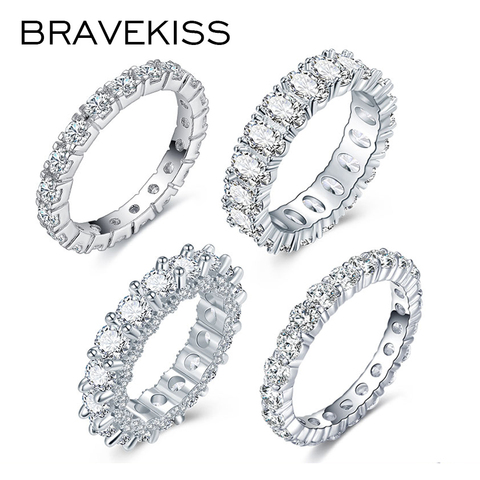 BRAVKIS Wedding Bands Eternity Rings with Zirconia for Women CZ Crystal Promise Engagement Finger Ring Bague Jewelry BUR0279 ► Photo 1/6