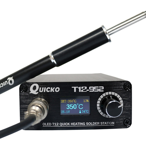 QUICKO T12-952 Soldering Station With M8 black metal handle and Various types of Soldering Iron Tips ► Photo 1/6