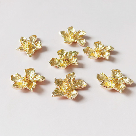 10 PCS Metal Alloy KC Gold Flowers Connectors Charm For DIY Jewelry Making ► Photo 1/6