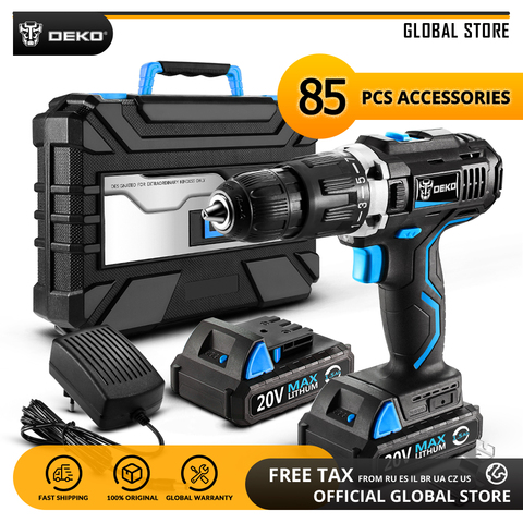 DEKO GCD20DU3 20V MAX Lithium Battery DIY Power Driver Variable Speed Electric Screwdriver Impact Cordless Drill with LED Light ► Photo 1/6